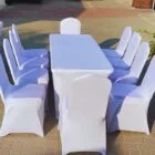 tent chairs with long table