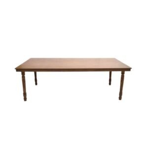 Dark brown long dining table for rental purpose
