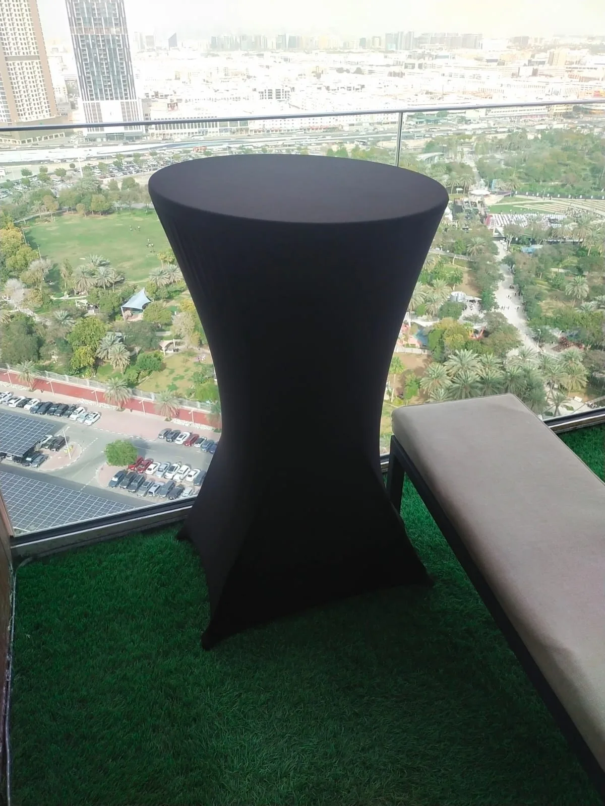 black cocktial table with black cover rental purpose in dubai