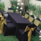 black chair and tables for rental purpose