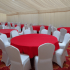 chairs and tables setup in tent for rent 'purpose in dubai