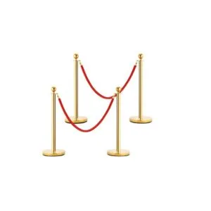 golden poles and red ropes for rental purpose in dubai